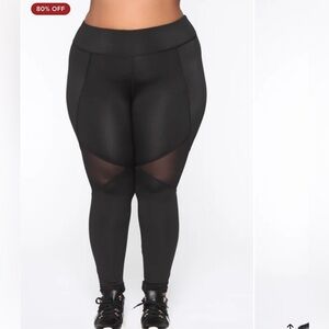 Fashion Nova Mesh It Up Active Leggings- Black